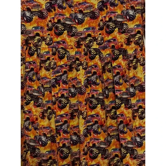 Gigi's Closet Toddler Girls 3T Monster Truck Flames Long Sleeve Dress - Picture 2 of 6